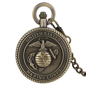 Reloj de bolsillo de cuarzo clásico Unisex, colgante del Cuerpo de Marines de los Estados Unidos, collar, reloj de cadena, reloj Steampunk de bolsillo226G