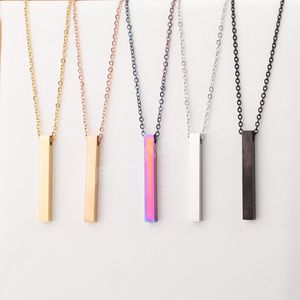 Klassieke rechthoek hanglank ketting voor mannen vrouwen eenvoudige roestvrij staal zwart goud zilveren kleur trendy ketting sieraden geschenken