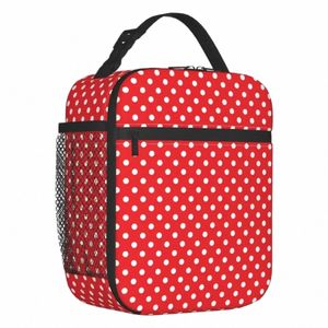 Bolsa de almuerzo con aislamiento de lunares rojos y blancos clásicos Bolsa de almuerzo reutilizable Bolsas de almuerzo más frescas para el trabajo Oficina Viajes Picnic 25mS #