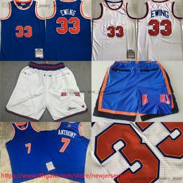 Classique Rétro Authentique Broderie 1985-86 Basketball 33 PatrickEwing Jersey 2012-13 Vintage 7 CarmeloAnthony Jersey Real Cousu Respirant Sport Just Don Short