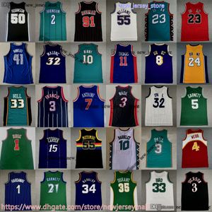 Basket-ball rétro classique 32 Karl Malone Jersey 50 David Robinson Vince Carter John Stockton Dennis Rodman Manu Ginobili Tim Lebron Duncan Bryant James Maillots