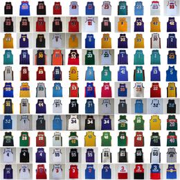 Classic Retro Basketball Jersey Vintage Iverson Allen Bogues Johnson Mourning Miller Anthony Webber Stojakovic Williams Thomas Hill Duncan Robinson