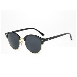 Classique Rétro Designer Miroir Réfléchissant Lentille Ronde Lunettes De Soleil Hommes Femmes Nouveau Rond Vintage Rivet Cadre Coloré Revêtement Shades Lunettes De Soleil