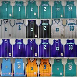 Classic Retro Mitchellness 1992-93 Basketbal 2 Larryjohnson Jersey Throwback 3 Chrispaul 1 Tyronemuggybogues 33 Alonzomourning Jersey Ademend sportshirt