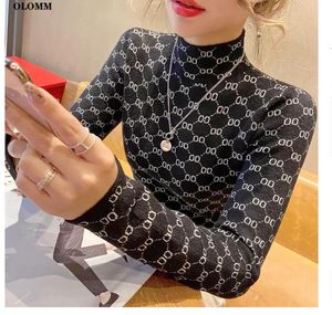 Suéter de cuello alto para mujer con patrón Retro clásico letra G, suéter grueso de invierno para mujer, suéter Jacquard para mujer