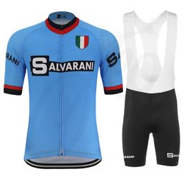 Jersey de ciclismo clásico retro del equipo profesional SALVARANI para hombre, ropa de bicicleta de carreras de carretera azul de manga corta, ropa de ciclismo de secado rápido mtb b6716640