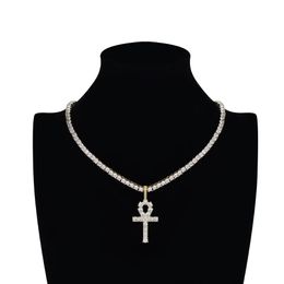 Classic Retro Shiny Cubic Zirconia Cross For Men Women Fashion Gold Silver Color Crystal Cross Choker Pendant Necklace Party Jewelry