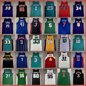 Klassieke retro gestikte vintage basketbaltrui Iverson Nash Anthony Ewing Carter McGrady Hardaway Malone Mutombo Bibby Payton Barkley Bryant Williams James