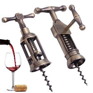 Abridor de vino retro clásico Aleación de zinc Botella de vino tinto Sacacorchos Extractor de corcho Removedor Cocina Vintage Bronce Abridor de botellas de vino 210915