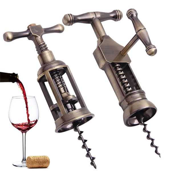 Classico Retro Apribottiglie in lega di zinco Bottiglia di vino rosso Cavatappi Cork Puller Remover Cucina Vintage Bronzo Apribottiglie per vino 210817