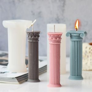 Classique romain colonne Silicone bricolage bougie aromatique faisant résine savon moule cadeaux artisanat décor à la maison fournitures 220611