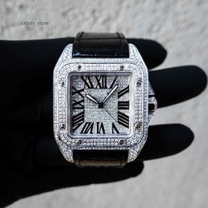 Classic Roman Dial Vvs Moisanite Watch Hip Hop Iced Bust Out Down Sterling Silver Bling Blink Personnalise Custom Luxury Watch