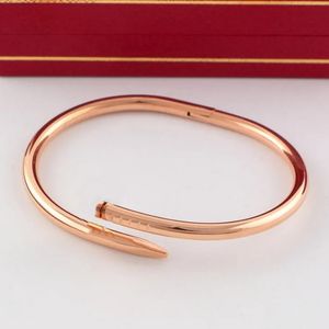 Klassieke Rose Gold Bangle Nagelarmband Modestijl Just A Nail Sieradenontwerper voor dames Heren Manchet Onveranderlijke kleur Hoge kwaliteit staal Vrouw Herenarmbanden armband