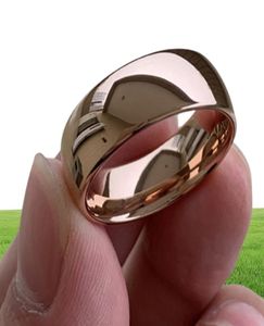 Klassieke roségouden wolfraam trouwring voor vrouwen mannen tungsten carbide verlovingsband koepel gepolijste afwerking 8 mm 6mm ring y11194212327