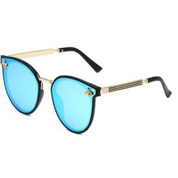 Lunettes de soleil rondes classiques Little Bee de marque de styliste UV400, monture en métal doré, miroir pour hommes et femmes Su242i