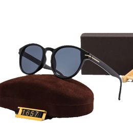 Klassieke Ronde Tom Merk Ford Designer UV400 Brillen Metaal Zwart Frame Zonnebril Mannen Vrouwen Spiegel Zonnebril Polaroid Lens met Doos