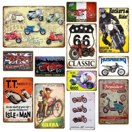 Classique Route 66 art peinture motos étain affiche Pub Bar Garage décoration Scooter étain signes rétro Vintage plaque de métal personnalisé Plaque taille 30X20 CM w02