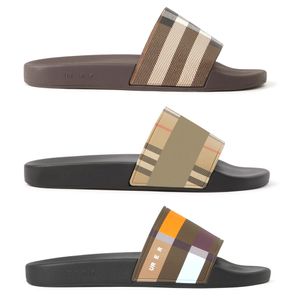 Sandales de créateurs classiques Mules en caoutchouc Mules Chaussures décontractées Hommes Diapositive Impression Pantoufle Mode Noir Femmes Vintage Tartan Sandale Plat Plage Toile extérieure Sliders d'été