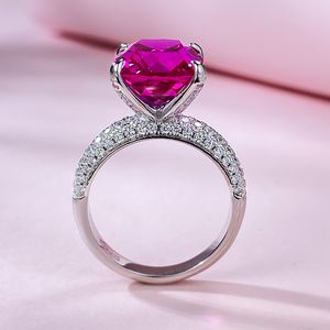 Bague classique en diamant rubis 100% en argent Sterling 925 véritable, bague de mariage pour femmes et hommes, bijoux de fiançailles, cadeau