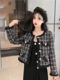 Classic S-XL Womens Automne et hiver noir Black Coat South Corée Fashion Fashion Elegant Womens Perfume à manches longues Veste tweed 240506 à manches longues 240506