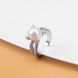 Klassieke S925 Sterling Silver verstelbare ring voor damesmode vrouw trouwringen met shell parel jubileumgeschenk