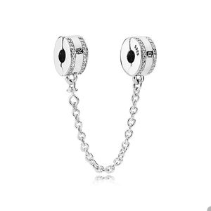 Encanto de cadena de seguridad clásico para Pandora 925 Pulsera de cadena de serpiente de plata esterlina Fabricación de accesorios Diseñador de mujer Hallazgos de joyería Encantos con caja original