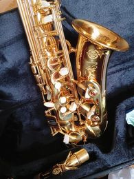 Klassiek SAS-R54 Model E-Flat Alto Saxophone Lacquered Gold Brass Carred One-to-One Franse Craft Manufacturing Jazz Instrument Alto Sax