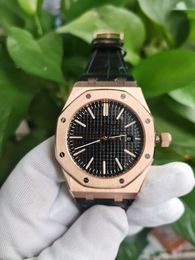 Klassieke serie herenhorloges nieuwe versie 41 mm zwarte wijzerplaat automatisch mechanisch transparant 18K roségoud lederen bandbanden mode herenhorloge horloges