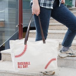 Sac de Baseball à poches latérales classiques, sacs de voyage de Softball de grande capacité, sac à main de Shopping en toile, accessoires d'équipe, fourre-tout DOM1477