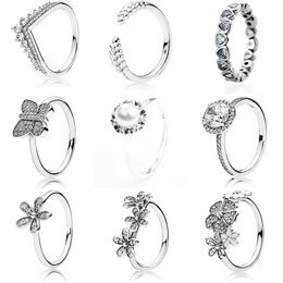 Klassieke zilveren kleur ringen met bloem parel vlinder rijst oor crystal bruiloft partij ring voor vrouwen sieraden Q0603