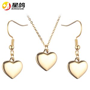 Klassieke zilveren/goudkleur hart sieradensets voor vrouwelijke roestvrijstalen kettingen oorbellen sets mooie sieraden groothandel