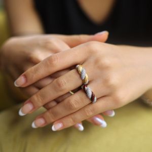 Klassieke Eenvoudige Cross Vrouwen Ring Luxe CZ Steen Mix Metaal Kleur Hoge Kwaliteit Trouwring Dagelijks Veelzijdig Ontwerp