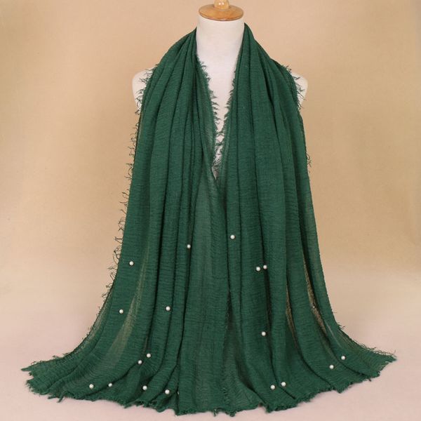 Classic simple easy classy crinkle crimp cotton turban hijab shawls NEW women muslim Pearl scarf