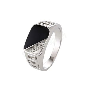 Klassieke eenvoudige herenring vierkant zwarte ringen mannelijke vingerringen voor mannen verloving bruiloft luxe sieraden cadeau