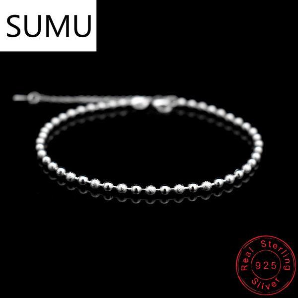 Classique Simple petite boule ronde perle chaîne de cheville pour 925 en argent Sterling dames pied cheville Bracelet femmes bijoux