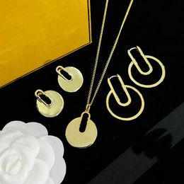Классическое простое ожерелье, браслет, серьги-кольца, женские серьги с гравировкой F, инициалы, буквы, 18-каратное золото, дизайнерские ювелирные изделия, день рождения Fes247j