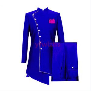 Smokings de mariage classiques à boutonnage simple Mandarin Lapel Mens Suit Two Pieces Formal Business Mens Jacket Blazer Groom Tuxedo Coat Pants 01236