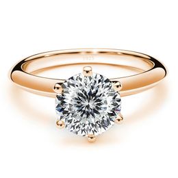 Classic Six Claw 1ct de 65 mm anillo redondo de diamantes de corte brillante pasada anillos solitarios para mujeres 240417