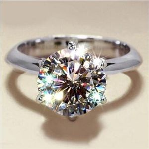 Klassieke Zes Klauw Gouden Kleur Ring Oostenrijk Kristal Trouwring voor Bruids Kerstcadeau voor Vrouwen Sieraden Verlovingsring311f