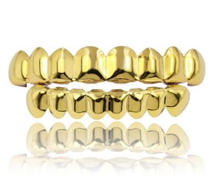 Classique Lisse Or Argent Rose Plaqué Or Dents Grillz 6 Haut Bas Faux Dentaire Bretelles Grills Hommes Lady Hip Hop Rappeur Bo1054056