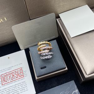 Klassieke Snake Design Ring Luxe Open ringen Gemakkelijk te vervormen Dame Zilver Goud Rosé vergulde Bandring Dimond Sieraden Accessoires 267W