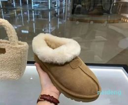 Bottes de neige classiques australiennes, Mini pantoufles à plateforme, Mules moelleuses, chaudes, demi-chaussons en fourrure pour femmes, chaussures d'hiver