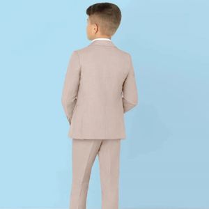 Classic Solid Boy's Set 4 Pieces Blazer chaleco pantalones que incluyen la corbata formal de esmoquen