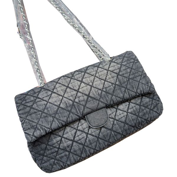 Clásico color sólido nuevo bolso de hombro de las mujeres diseñadores de lujo moda cadena de celosía de diamante bolso cruzado de mezclilla marca francesa doble letra bolsa de axila de alta calidad