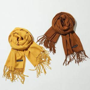 Classic Solid Color Scarf Damesvergadering Kasjmier-achtige geschenk sjaal SCROOF Autumn en Winter Nieuwe All-Matching Tassel Warme sjaal