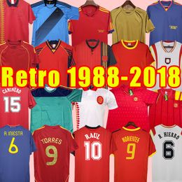 Klassieke Spanje retro voetbalshirts FABREGAS XAVI LUIS ENSRIQUE ALONSO Iniesta PIQUE TORRES voetbalshirts 98 99 1994 1996 2002 2008 2010 2012 18 1992 1994 1988