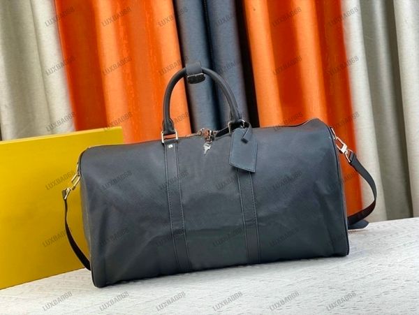 Bolso de viaje de diseño para hombre - Black Graphite Keepall 50 N40443: piel Damier Infini, patrón clásico de tablero de ajedrez, gran capacidad para viajes de fin de semana Más