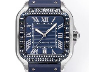 Klassiek vierkant diamanten herenhorloge WSSA0047 Blauwe luxe horloges 9015 Automatisch uurwerk Wijzerplaat Romeins cijfer Saffierkristal Designer klassiek polshorloge