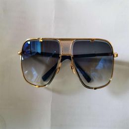 Gafas de sol cuadradas clásicas 2087 Cepillo dorado Lente degradado azul marino Moda Hombres Gafas de sol Gafas de sol Sombras Gafas Nuevo con Box300a