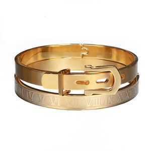 Klassieke roestvrijstalen bangle luxe manchet armbanden mannen mode titanium staal type c ed Roman cijfer bangle voor Men286E